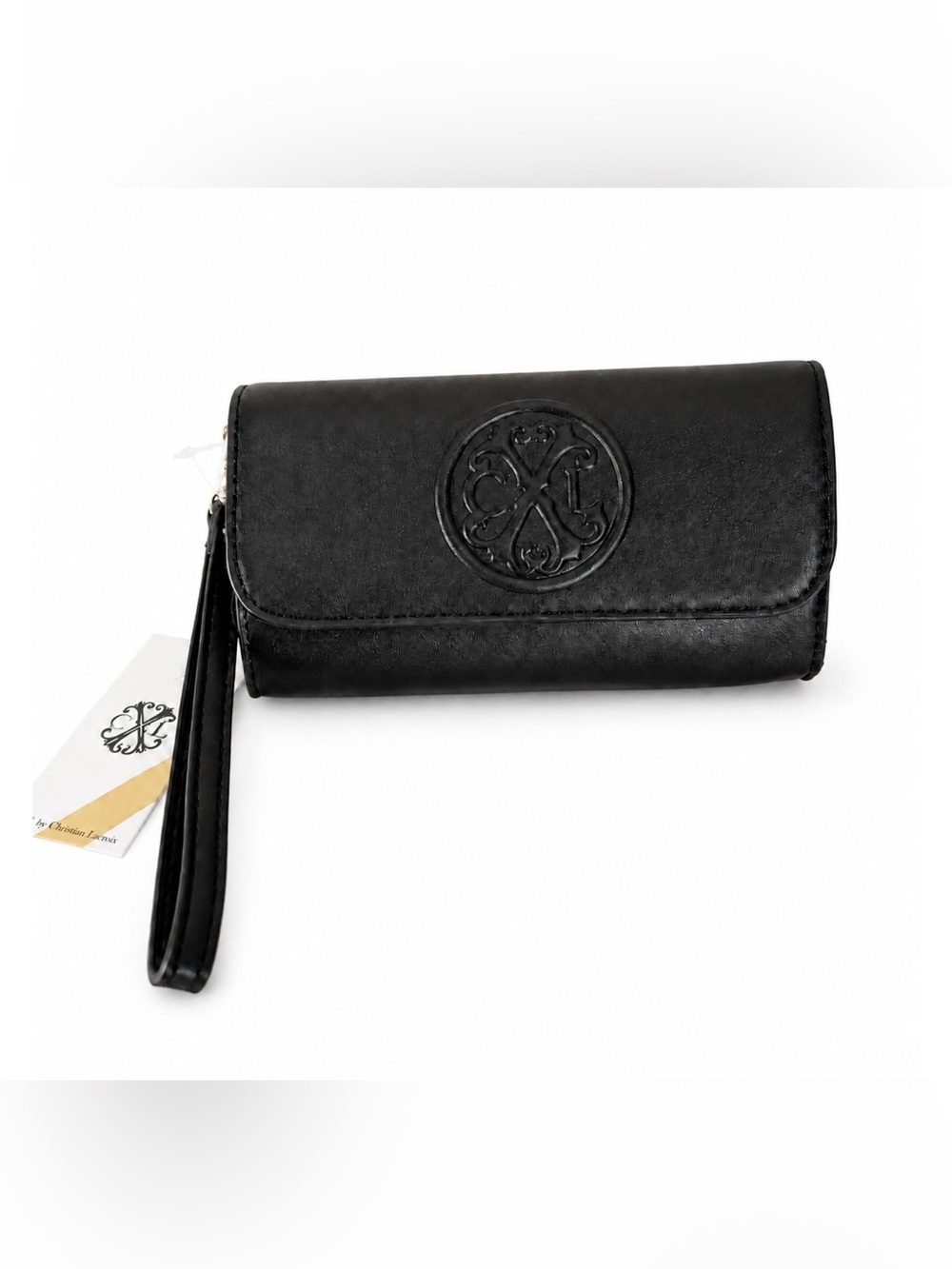 Christian Lacroix black vegan wristlet wallet